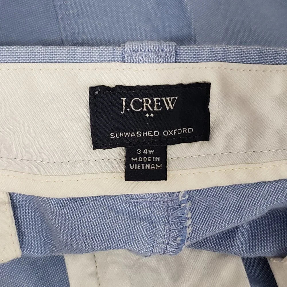 J Crew  Sunwashed Oxford Chinos  Blue with Red Crabs  Men's Size 34